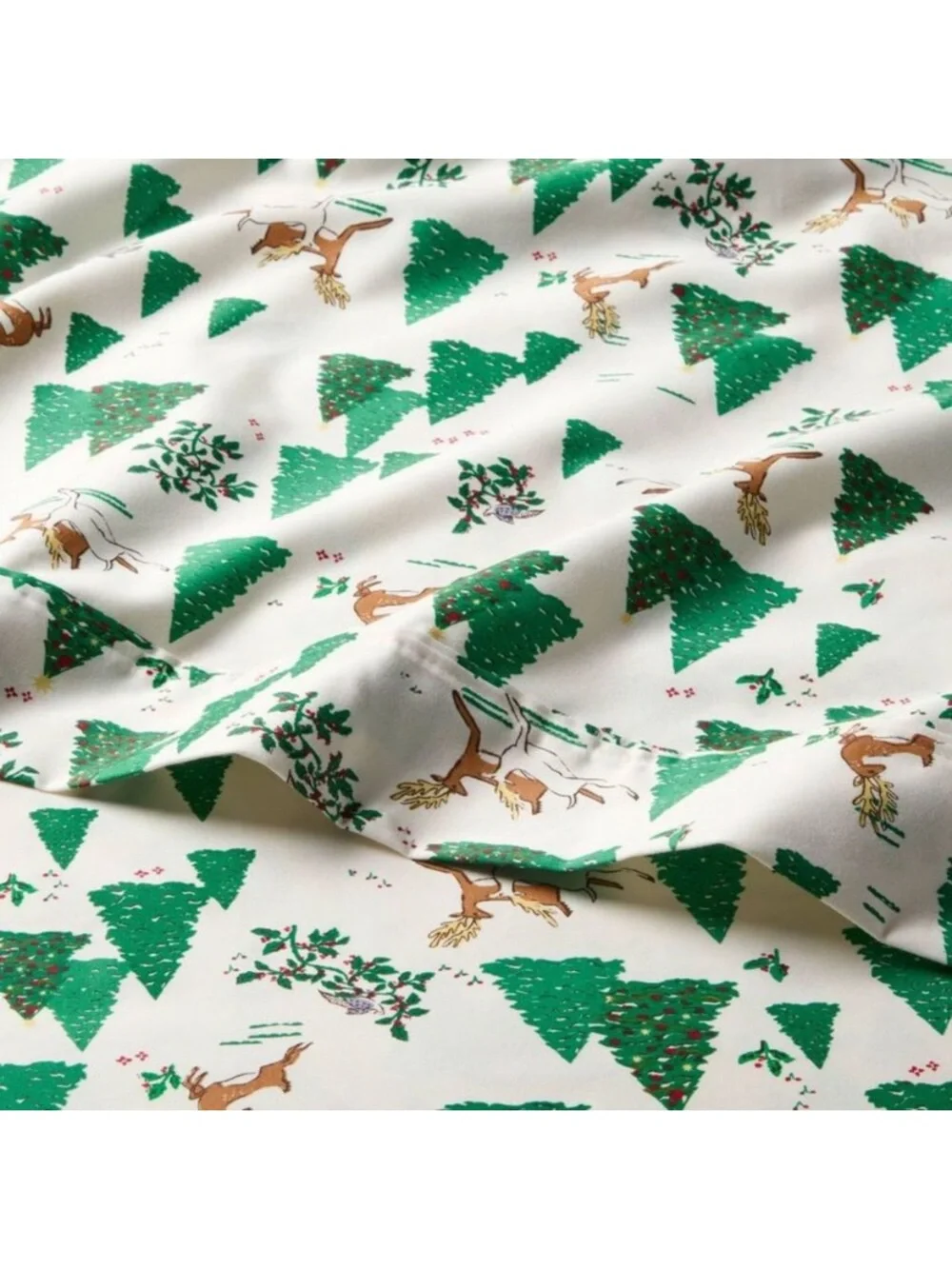 Threshold Pine Tree & Reindeer Sheet Set - Green/Off White